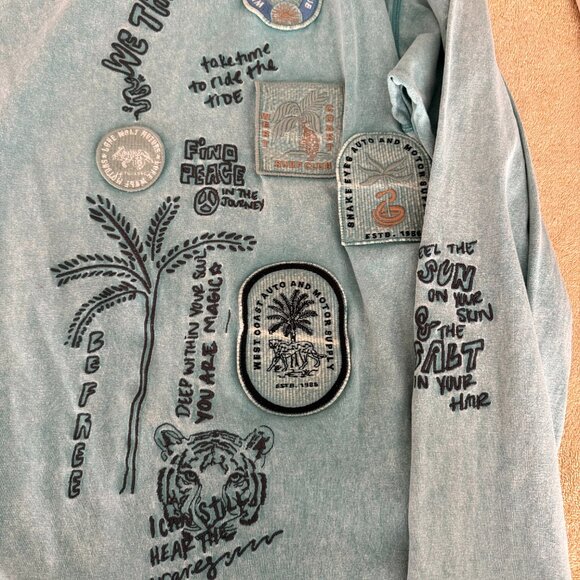 Free People We The Free Ivy Tee in Aqua Combo size M - Picture 6 of 11